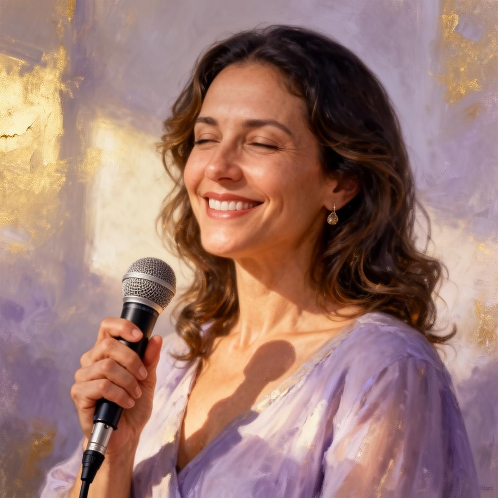 Retrato de Sheila Senczuck, musicoterapeuta e cantora